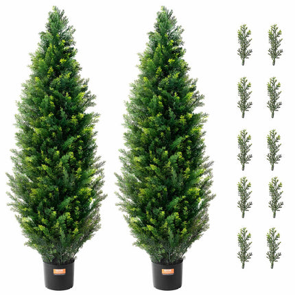 Artificial Cedar Topiary Trees, 2-Pack 48-Inch UV Resistant