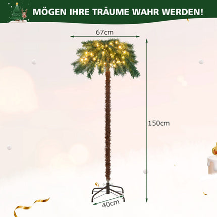Mākslīgā Ziemassvētku palma 150 cm, 150 silti baltas gaismas diodes