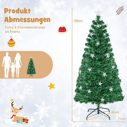 Mākslīgā Ziemassvētku eglīte 150 cm, optiskā šķiedra, 8 režīmi