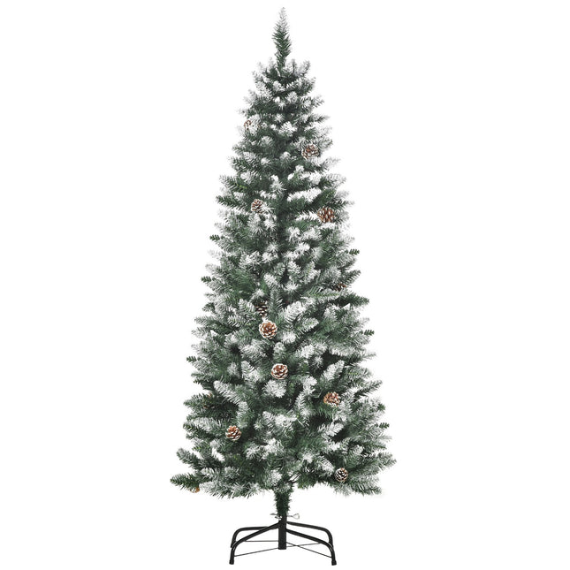 Mākslīgā Ziemassvētku eglīte, 150 cm, Sniegbalti Zari, Čiekuri