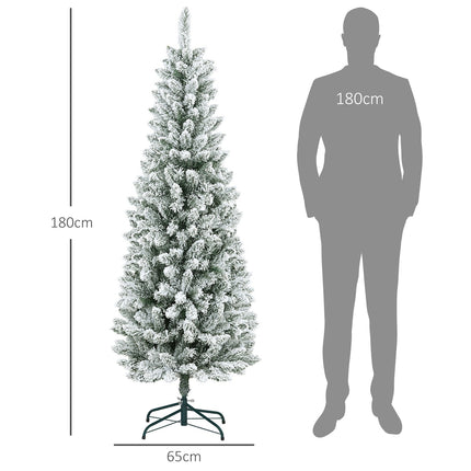 Mākslīgā Ziemassvētku eglīte, 183 cm, plāna ar sniega efektu