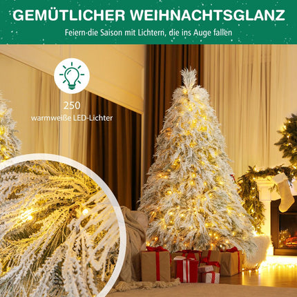 Mākslīgā Ziemassvētku eglīte 192 cm, ar eņģēm, 250 silti baltas LED gaismas