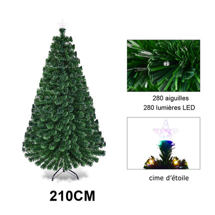 Mākslīgā Ziemassvētku eglīte 210 cm, 280 LED diodes, metāla statīvs