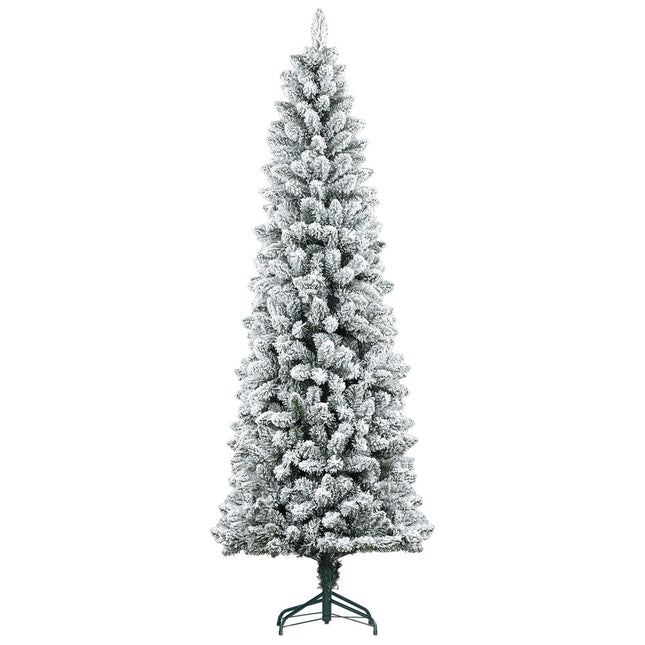 Mākslīgā Ziemassvētku eglīte, 210 cm, šaura dizaina, sniegota