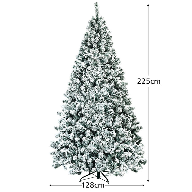 Mākslīgā Ziemassvētku eglīte, 225 cm, sniegota, metāla statīvs