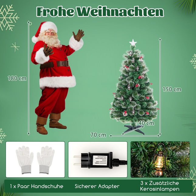 Mākslīgā Ziemassvētku eglīte ar LED gaismiņām, 150 cm, PVC