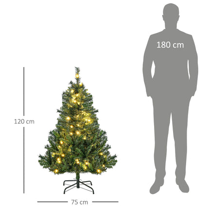 Mākslīgā Ziemassvētku eglīte ar LED diodēm, 120 cm, zaļa