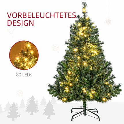Mākslīgā Ziemassvētku eglīte ar LED diodēm, 120 cm, zaļa