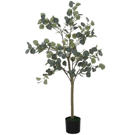 Mākslīgais eikalipta koks, liels, 150 cm, mākslīgais augs, mākslīgie eikalipta augi podā, īsts mākslīgais koks ar mākslīgo zāli, cements viesistabai, guļamistabai, birojam, dārzam