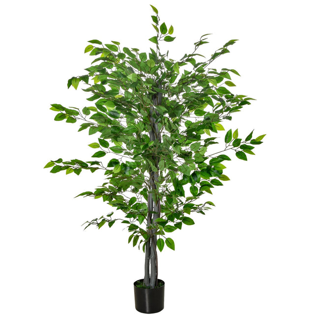 Mākslīgais fikusa koks, liels, 135 cm, mākslīgais augs, plastmasas mākslīgie fikusa augi podā, īsts mākslīgais koks ar cementu, mākslīgā zāle viesistabai, guļamistabai, birojam, dārzam