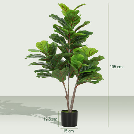 Mākslīgais vīģes koks ar vijoles lapām, 110 cm, podā iestādīts dekors
