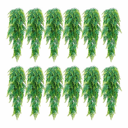 Artificial Hanging Boston Ferns, 12 Pack, 32 In, Indoor Outdoor