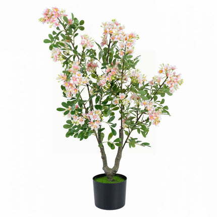 Mākslīgais impatiens koks ar mini augļiem, zīda ziediem, 91 cm