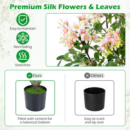 Mākslīgais impatiens koks ar mini augļiem, zīda ziediem, 91 cm