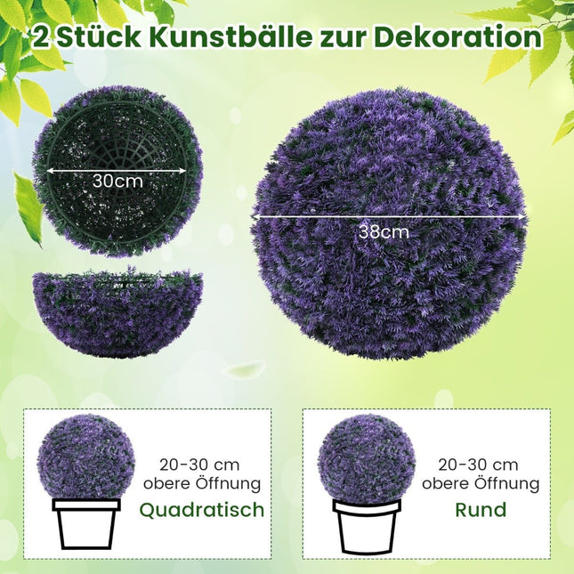 Mākslīgās lavandas bumbiņas, UV izturīgas, 38 cm, 2 gab. komplekts