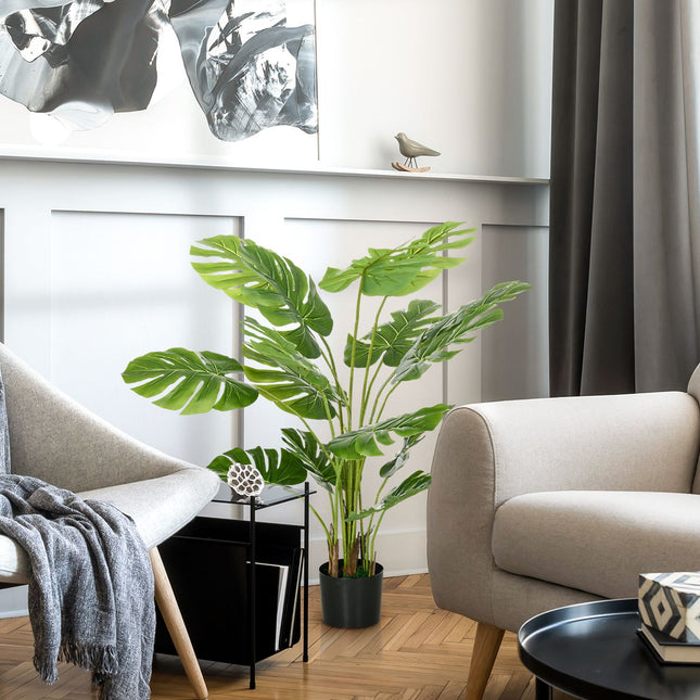 Mākslīgais monstera 120 cm mākslīgais augs ar podu un pe sūnām, maldinoši īsts, viesistabai, zaļš