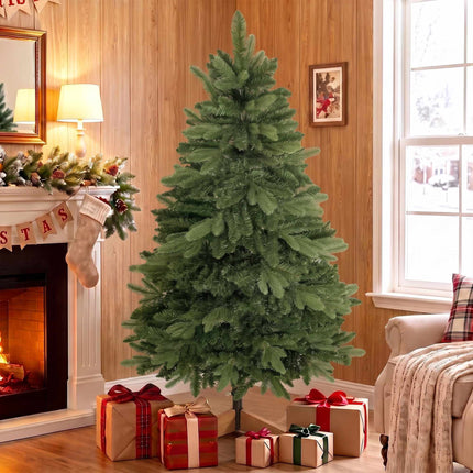 Artificial Noble Fir Christmas Tree 150 cm with 525 Tips, Wooden Stand, Green