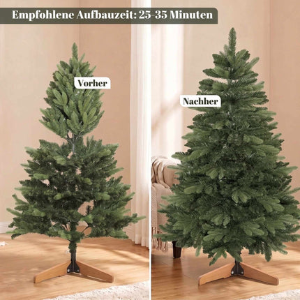Artificial Noble Fir Christmas Tree 150 cm with 525 Tips, Wooden Stand, Green