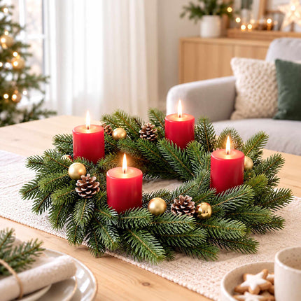 Artificial Nordmann Fir Advent Wreath, Injection-Moulded PE, Green