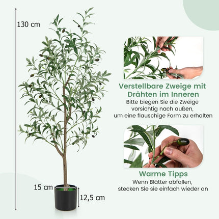 Mākslīgā olīvkoka, 130 cm, ar cementa podu, 2 gab. iepakojumā