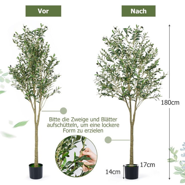 Mākslīgo olīvkoku komplekts, 180 cm, 2 gabali, reālistiskas lapas