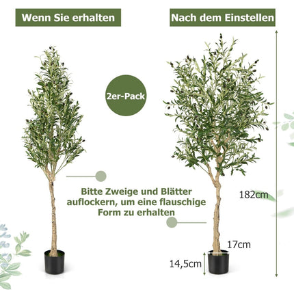 Artificial Olive Trees, 182cm, 1296 Leaves, 72 Olives