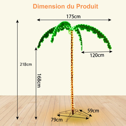 Mākslīgā palma ar LED gaismām, 168 cm, saliekama pamatne