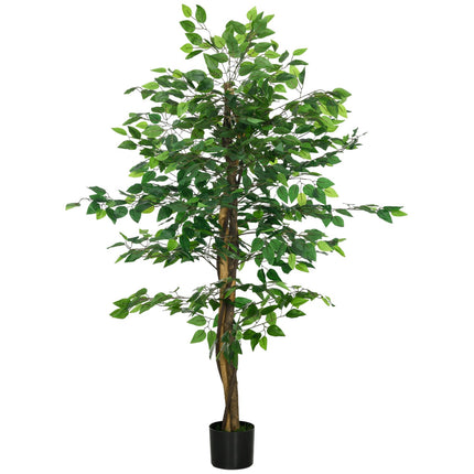 Mākslīgais augs, 150 cm mākslīgais augs ar puķupodu, mākslīgās sūnas, mākslīgais fikusa mākslīgais koks, telpaugs viesistabai, zaļš