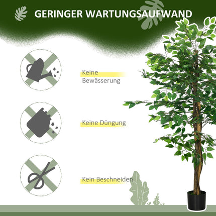 Mākslīgais augs, 150 cm mākslīgais augs ar puķupodu, mākslīgās sūnas, mākslīgais fikusa mākslīgais koks, telpaugs viesistabai, zaļš