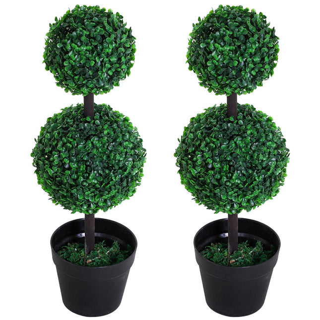 Mākslīgo augu komplekts, 2 lieli 67 cm mākslīgie augi ar 2 bumbiņām, plastmasas mākslīgais koks podā, īsts mākslīgais koks viesistabai, guļamistabai, birojam, dārzam, modernai dekorācijai, dāvanai