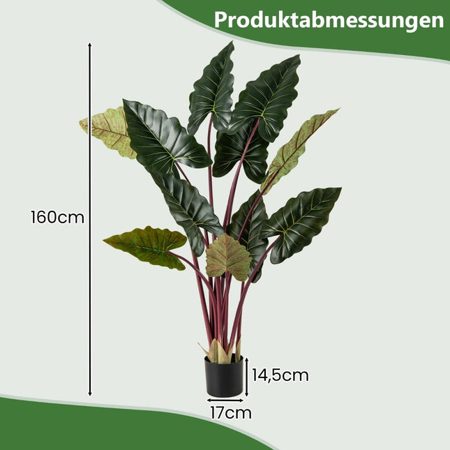 Mākslīgais varavīksnes taro augs, 160 cm, 11 lapas