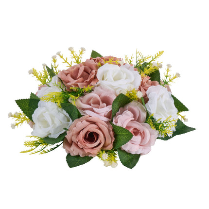 Artificial Rose Flower Balls, 10 Pack, 240mm Pink White