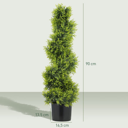 Mākslīgais spirālveida topiāra koks, 90 cm, UV izturīgs