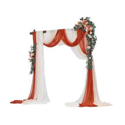 Artificial Wedding Arch Flowers, Orange 5-Piece Drapes Kit