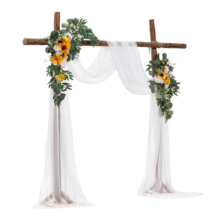 Artificial Wedding Arch Flowers With 21 Ft Drape, 3-Piece