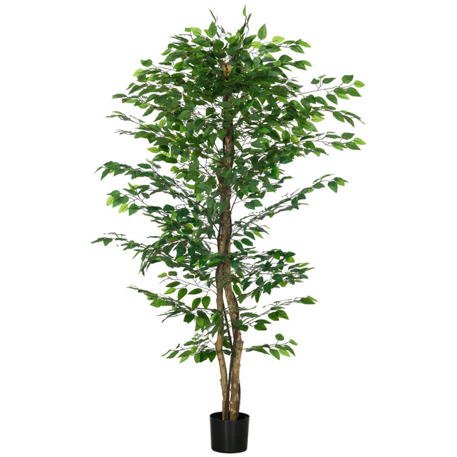 Mākslīgais augs, 180 cm mākslīgais augs ar puķupodu, mākslīgās sūnas, mākslīgais fikusa mākslīgais koks, telpaugs viesistabai, zaļš