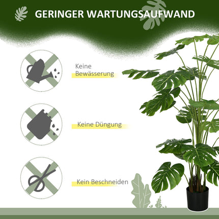 Mākslīgie augi, mākslīgā Monstera Deliciosa, 180 cm mākslīgais augs ar 24 zariem, telpaugs, mākslīgais koks, augu dekors iekštelpām, zaļš