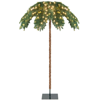 Mākslīgā tropiskā Ziemassvētku palma ar 250 silti baltām LED gaismiņām un 813 zaru galiem 180 cm