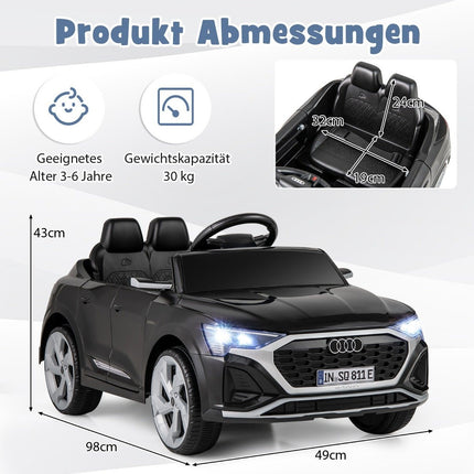 Audi SQ8 bērnu elektromobilis, 12 V, tālvadības pults, melns
