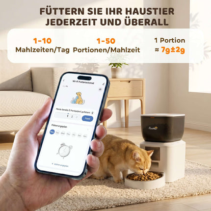 Automātiska kaķu barotava ar kameru, 4 l, 2,4 GHz WiFi, lietotnes vadība