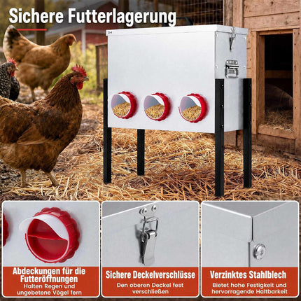 Automātiska vistu barotava, 26 l, 6 atveres, regulējams augstums