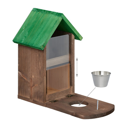 Automatic feeder for brown squirrels made of wood