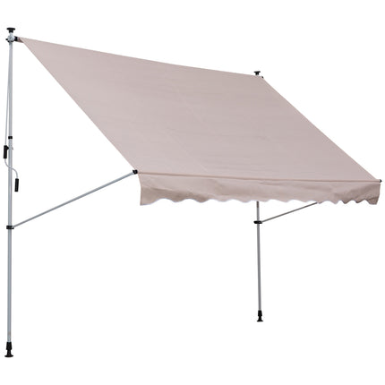 Height-adjustable folding arm awning, 200x150cm, cream