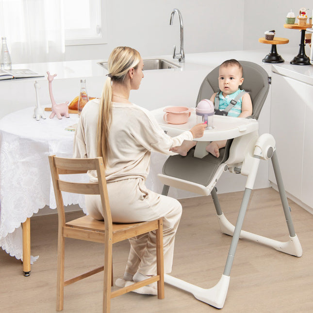 Bērnu barošanas krēsliņš, 4-vienā salokāms, 7 augstumi, dubultais paplāte
