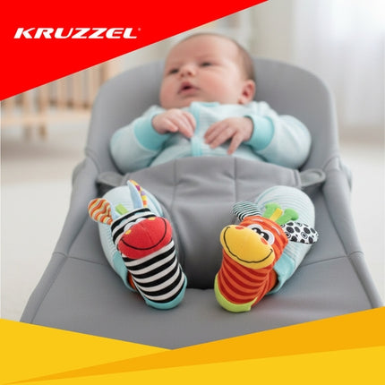 Bērnu grabulīšu komplekts, 4 daļas roku lentes un zeķītes