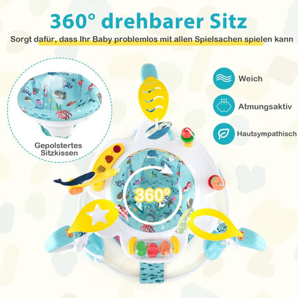 Baby Sky Jumperoo ar regulējamu augstumu, rotaļlietām un mūzikas kastīti gaiši zils staigulītis