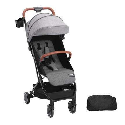 Baby Stroller, 95-175 Recline, One-Hand Fold, Dark Grey
