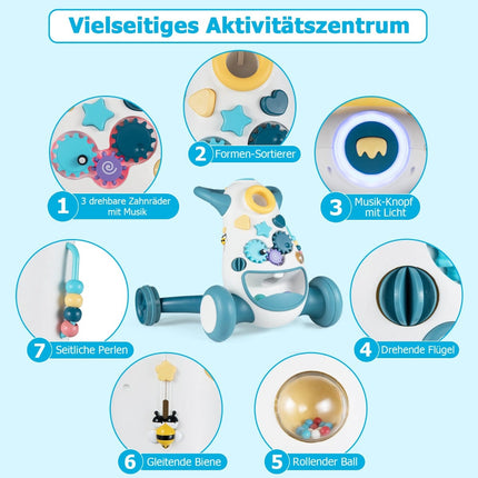 Bērnu ratiņi ar mūziku un gaismām, Montessori spēles, zili