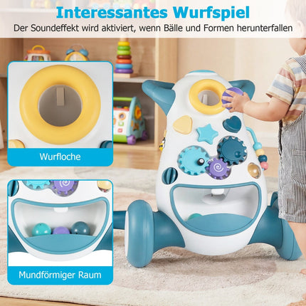 Bērnu ratiņi ar mūziku un gaismām, Montessori spēles, zili