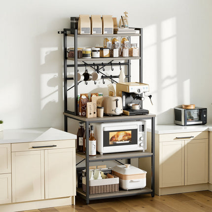Bakers Rack 600mm, Double Shelf, 12 Hooks, X-Back